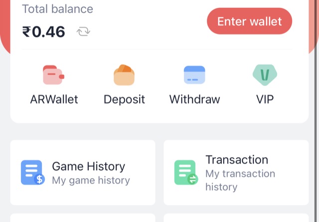 91club account dashboard showing wallet, deposit, withdraw and VIP features inside the app