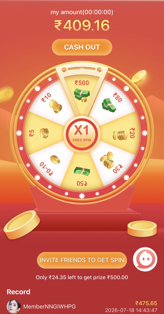 91club wheel of fortune spin screen with cash prizes